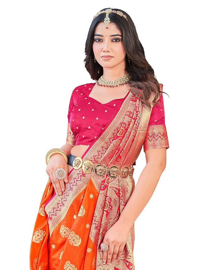 Radiate Elegance: Drape Yourself in Our Exquisite Banarasi Silk Saree!