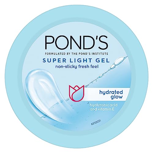 POND'S Super Light Gel, Oil-free Moisturizer, 100ml for Hydrated, Glowing Skin, with Hyaluronic Acid & Vitamin E, 24Hr Hydration, Non-Sticky, Spreads Easily & Instantly Absorbs