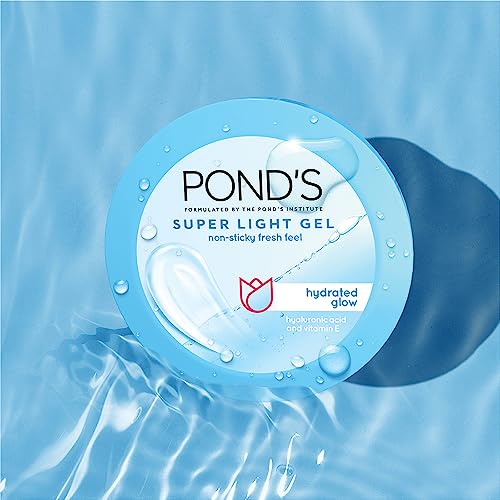 POND'S Super Light Gel, Oil-free Moisturizer, 100ml for Hydrated, Glowing Skin, with Hyaluronic Acid & Vitamin E, 24Hr Hydration, Non-Sticky, Spreads Easily & Instantly Absorbs