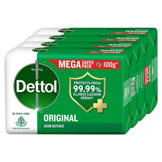 Dettol Original Germ Protection Bathing Soap Bar (400gm) | Kills 99.99% germs, 100g - Pack of 4