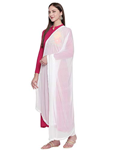 DUPATTA BAZAAR Woman's White Chiffon Dupatta