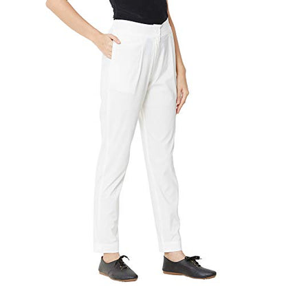 ZOLA Comfortable Plain Trousers for Women Off White