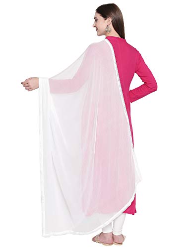 DUPATTA BAZAAR Woman's White Chiffon Dupatta