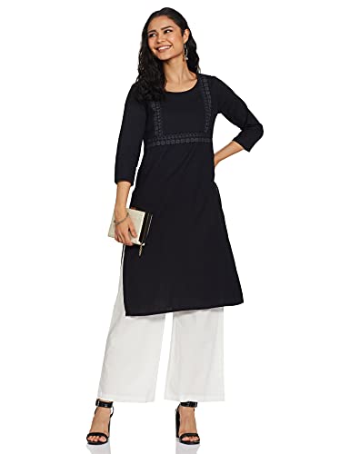 Amazon Brand - Myx Women's Cotton Salwar Suit (MYX-AW21-MRVL-08_Black_Large)