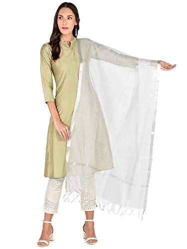 DUPATTA BAZAAR Woman's Silver Dupatta.