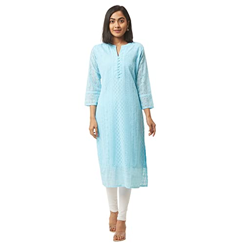 ZOLA Sky Blue Georgette Chikankari Kurta for Women