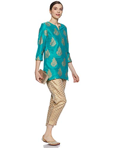 Amazon Brand - Myx Women's Polyester Straight Short Kurti (AW17MGFST01B_Teal_XS)