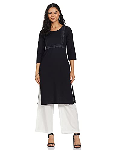 Amazon Brand - Myx Women's Cotton Salwar Suit (MYX-AW21-MRVL-08_Black_Large)