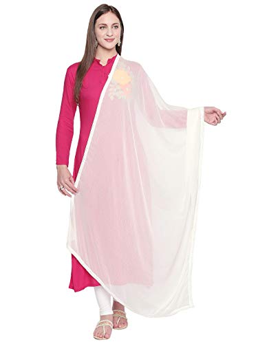 DUPATTA BAZAAR Woman's Off White Chiffon Dupatta