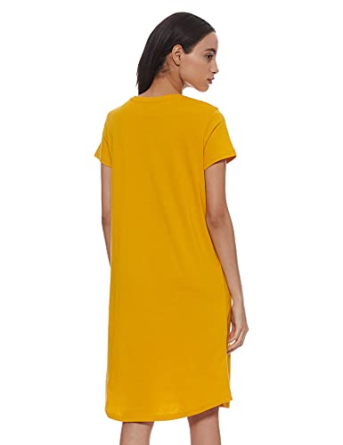 Amazon Brand - Symbol Cotton Graphic Print Knee Length Women's Nightdress Regular Nightgown (EI-AW20DR02-SOMM-09_Yellow_XS)