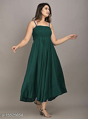 IQRAAR Women Rayon A-Line Western Gown for Girl/Women/Ladies (XX-Large, Bottal Green)