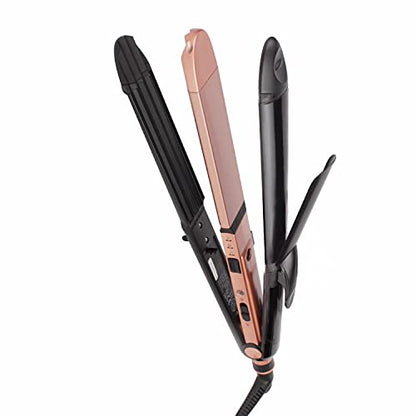 Vega 3 in 1 Hair Styler- Hair Straightener for Women, Hair Curler & Hair Crimper, India's No.1* Hair Styler Appliance Brand, (Keratin Hair Styler, VHSCC-03), Rose Gold