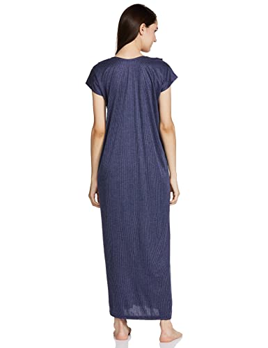 Fabme Women's Cotton Textured Maxi Casual Maternity/Feeding Nighty (Pack of 2) (NW0142_Navy Blue and Red_Free Size)