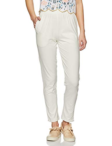 Lyra Women's Slim Fit Tapered Pants (LYRA_KURTIPANT_09_FS_1PC_Off White_Free Size)