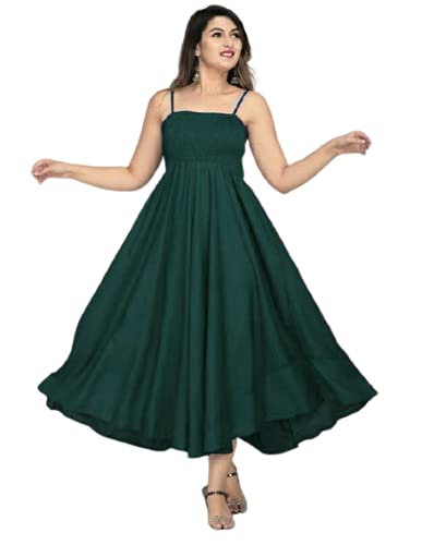 IQRAAR Women Rayon A-Line Western Gown for Girl/Women/Ladies (XX-Large, Bottal Green)