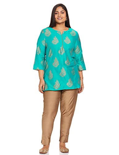 Amazon Brand - Myx Women's Polyester Straight Short Kurti (AW17MGFST01B_Teal_XS)