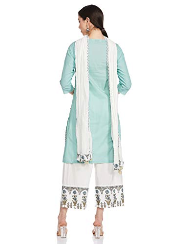 BIBA Women's Cotton Salwar Suit Set (SKD642832_Sea Green_S (32))