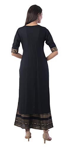 Amayra Women's Rayon Kurti With Palazzos(Black,M)