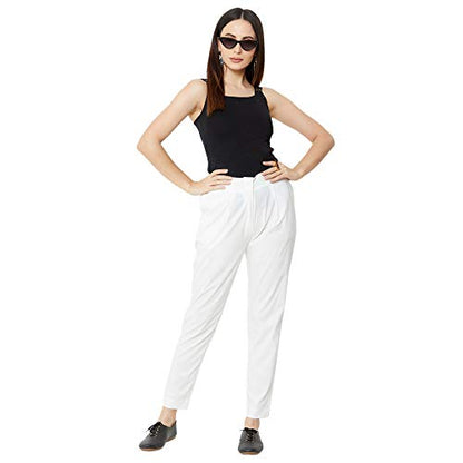 ZOLA Comfortable Plain Trousers for Women Off White