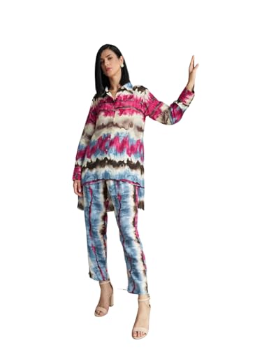 Leriya Fashion Women's Ethnic Co Ord Set || Paisley Printed Co-Ord Set for Women || Long Straight Shirt Kurta With Pant Set For Women || Gift For Women || Fancy Kurta Set (XX-Large, Pink)