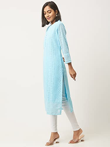 ZOLA Sky Blue Georgette Chikankari Kurta for Women