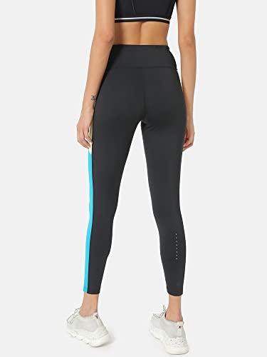 CULTSPORT AbsoluteFit Colourblock Tights | Workout Tights for Women | 4-Way Stretch | Leggings for Yoga, Gym, Cardio | Gym Wear for Women | Sports Leggings | Active Wear (CS600851M_Black_M)