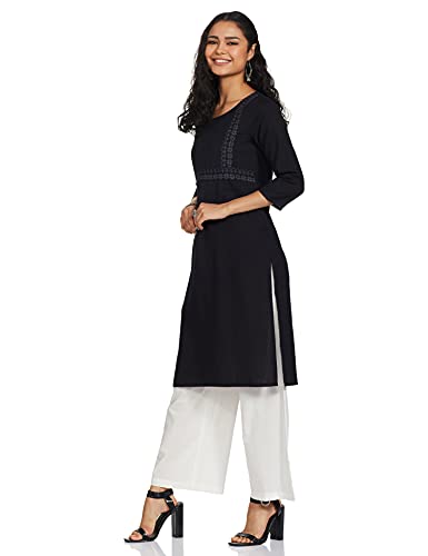 Amazon Brand - Myx Women's Cotton Salwar Suit (MYX-AW21-MRVL-08_Black_Large)