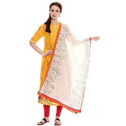 BIBA Women's cotton Dupatta (NEON CAN15905FREE_ White_ Free)