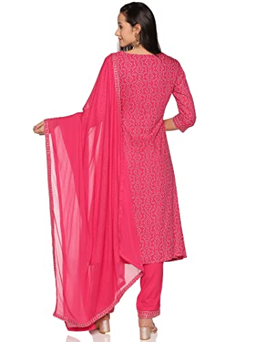 RAJMANDIRFABRICS Women Rayon Kurta Pant with Dupatta Set(PK1018082-L_Pink_L)