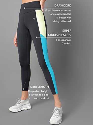 CULTSPORT AbsoluteFit Colourblock Tights | Workout Tights for Women | 4-Way Stretch | Leggings for Yoga, Gym, Cardio | Gym Wear for Women | Sports Leggings | Active Wear (CS600851M_Black_M)