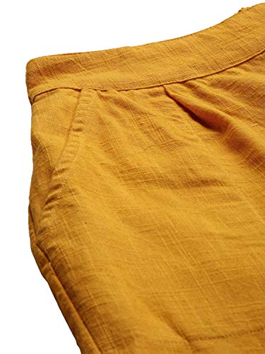 YASH GALLERY Women's Cotton Slub Solid Regular Fit Casual Trouser Pants Mustard