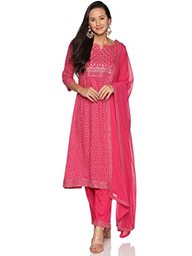 RAJMANDIRFABRICS Women Rayon Kurta Pant with Dupatta Set(PK1018082-L_Pink_L)