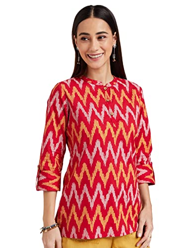 Amazon Brand - Myx Women's Cotton Regular Short Kurti (NDIKKAT2B_Red_M)