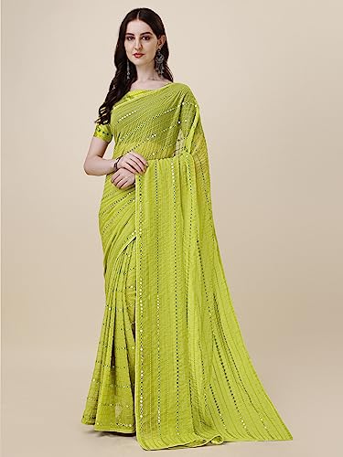 green sequence saree