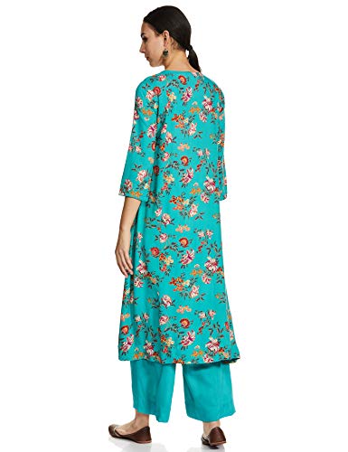 BIBA Women's Polyester Salwar Kurta Dupatta (SKDASSORTED6929E_Turquoise_36)