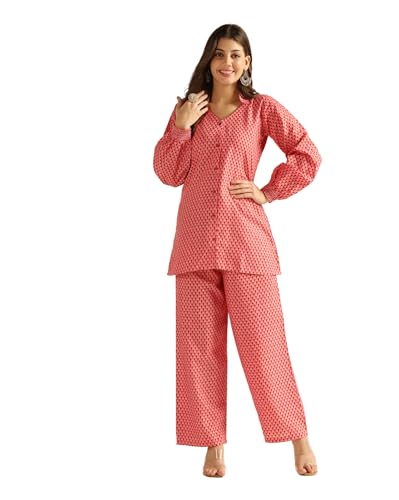 Leriya Fashion Ethnic Co Ord Set | Casual Wear Pant Top Set | Fancy Co-Ord Set | Full Pair Set | Women Kurta Sets Kurtis | Pack of 2 |Women Kurta Pant Set | Coord Sets (Medium, Pink)