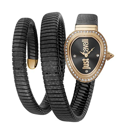 Just Cavalli Anlog Watch for Women-JC1L163M0045 Two Tone Black & Rose Gold Color