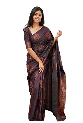 Yashika Women's Banarasi Cotton Silk Jacquard Saree With Blouse Piece(MUDRA PURPLE)