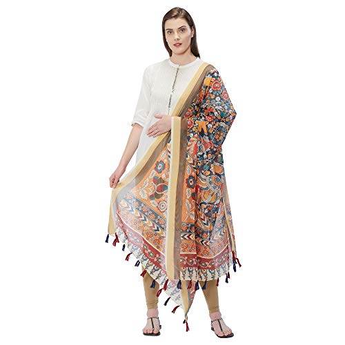 Faserz Women's Kalamkari Chanderi Dupatta (GN-RSM-43_Wine_2.25Mtr)