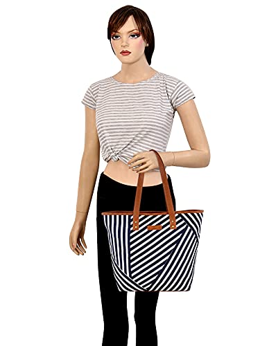 Lychee bags Women Canvas Print Blue Tote Bag (BLUE, WHITE)