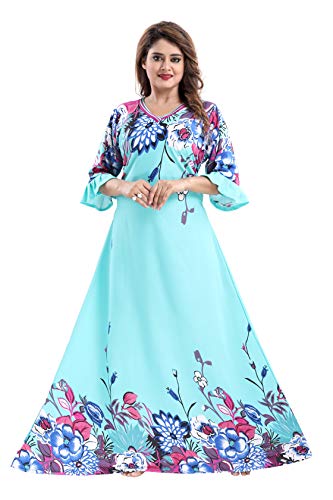 YKI Women's Sarina Printed Maxi Nighty (RG-FF-02_Green_Xl)