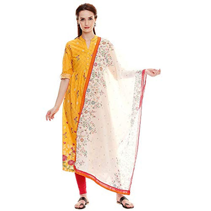 BIBA Women's cotton Dupatta (NEON CAN15905FREE_ White_ Free)