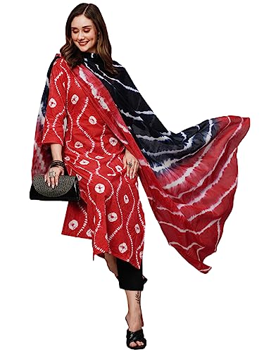 ANNI DESIGNER Women's Cotton Blend Straight Printed Kurta with Pant & Dupatta (Mayavi Red-NW_XXL_Red_XX-Large)