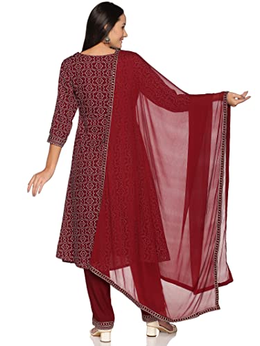 RAJMANDIRFABRICS Women Rayon Kurta Pant with Dupatta Set(PK1018081-L_Brown_L)