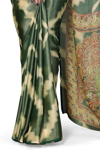 buy green printed saree