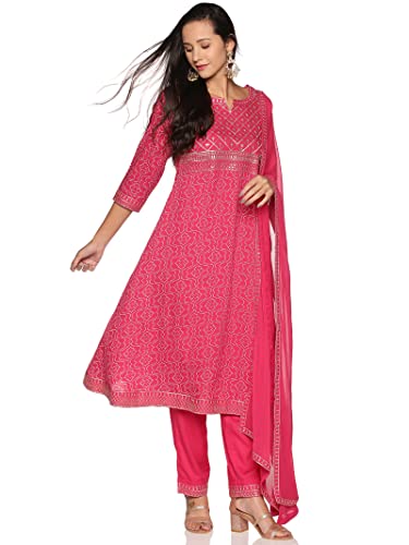 RAJMANDIRFABRICS Women Rayon Kurta Pant with Dupatta Set(PK1018082-L_Pink_L)