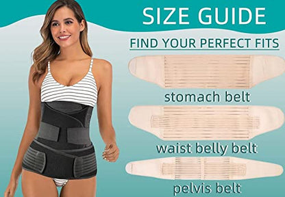 PLETHEON 3 In 1 Postpartum Belly Band Post Pregnancy Postpartum Abdominal Belt For Women After Birth Support Band Recovery Belly/Waist/Pelvis Wrap Postnatal Shapewear, (Fit from 30 Inch to 46 Inches of waist)