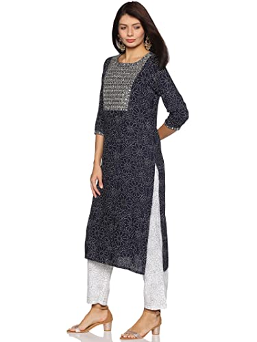 RAJMANDIRFABRICS Women Rayon Kurta Pant with Dupatta Set(PK1018084-XXL_Navy Blue_2XL)