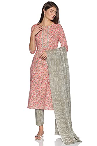 RAJMANDIRFABRICS women cotton Kurta Pant with Dupatta(PK1018057-3XL_Light Peach_3XL)