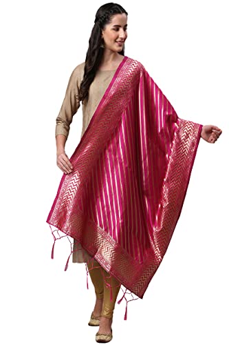 Lilots Women's Self Design Jacquard Woven Dupatta (1402-106RP_Ranipink3_Free Size)